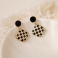 fashion black and white checkerboard square pearl alloy earringspicture12